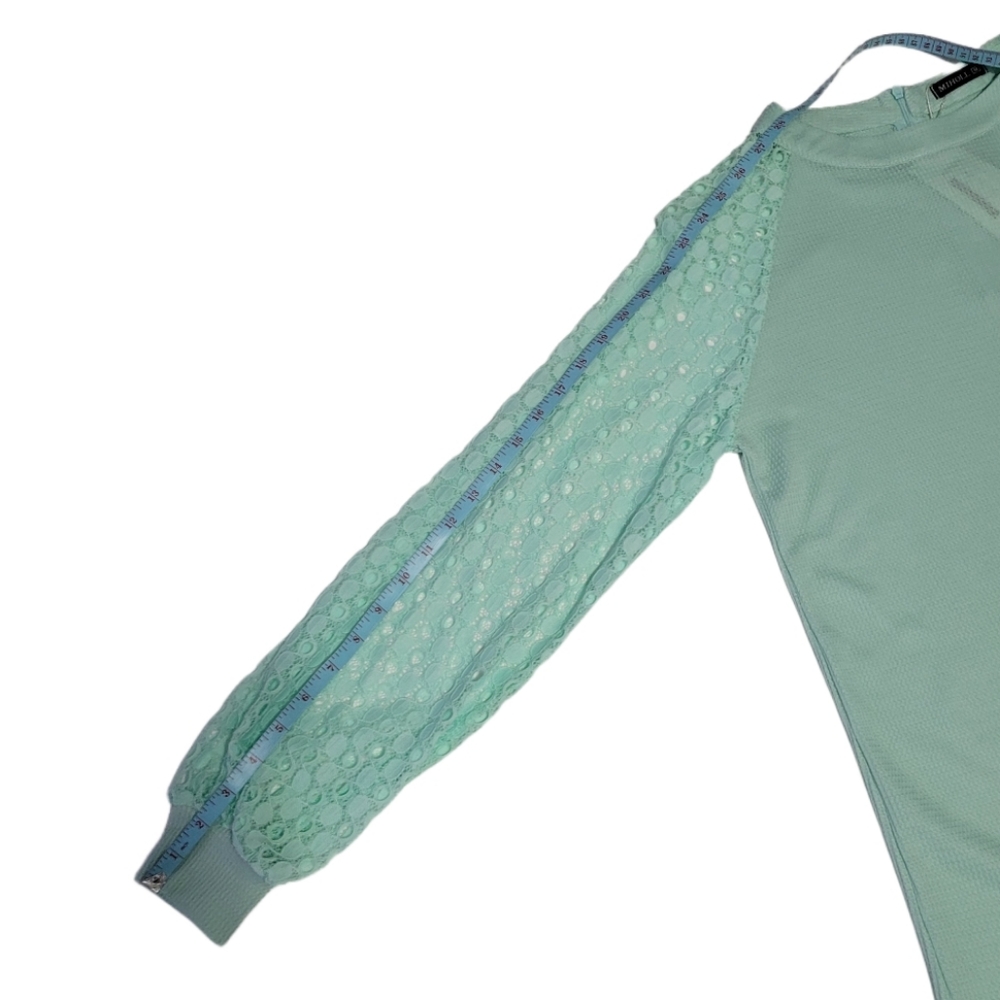 NWT  Miholl   Women's M   Waffle Knit   Top   Aqua Green - Picture 7 of 15